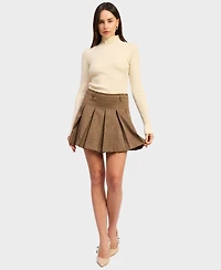 En Saison Women's Belted Box-Pleat Mini Skirt