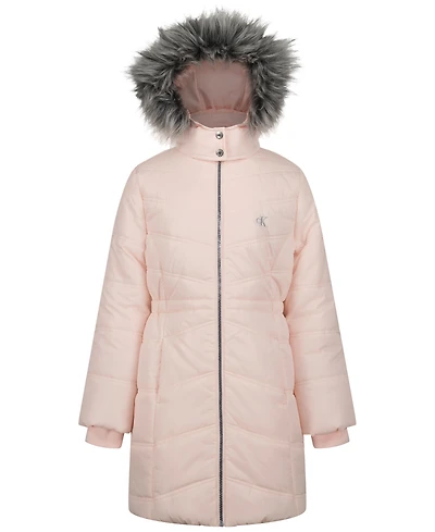 Calvin Klein Girls' 7-16 Aerial Hooded Puffer Jacket