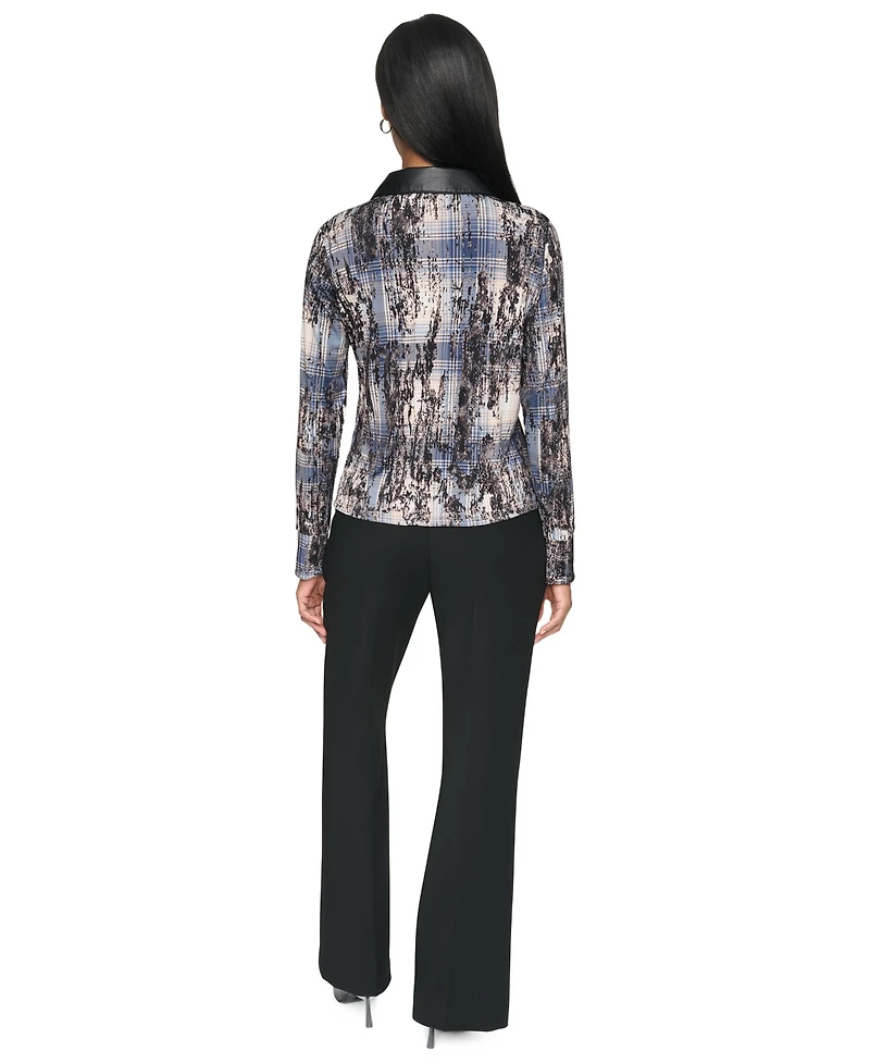 Dkny Women's Collared Button-Up Long-Sleeve Shirt