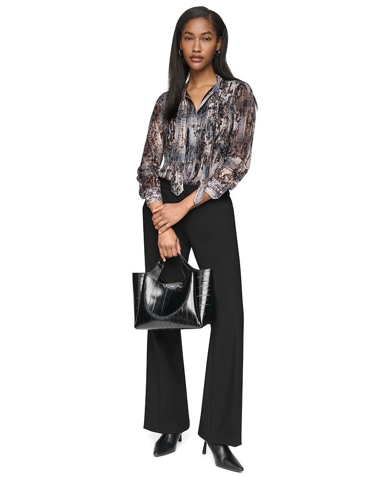 Dkny Women's Tie-Neck V-Neck Blouse