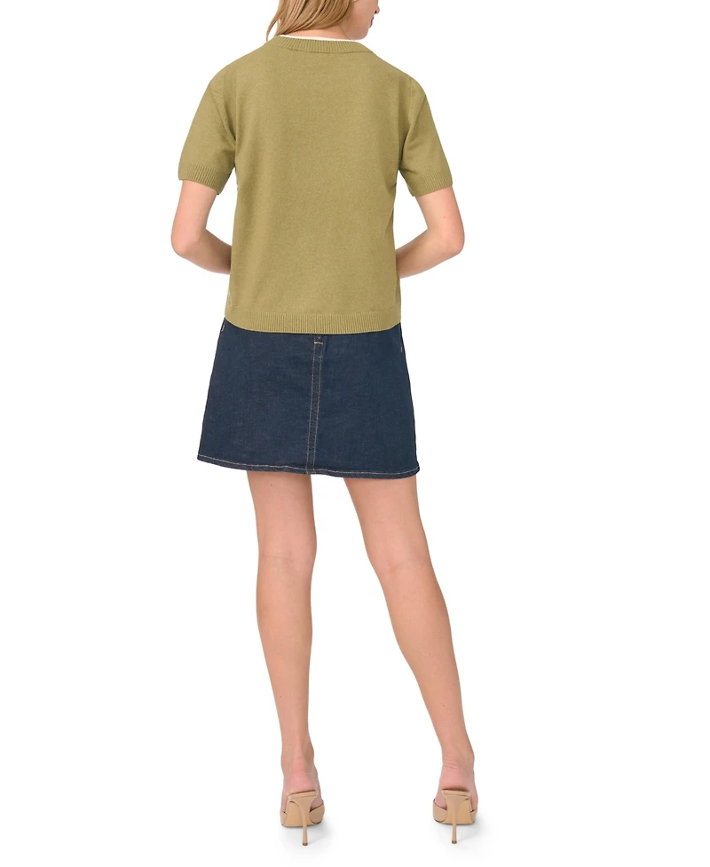 Vince Camuto Women's Short-Sleeve Crewneck Sweater