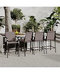 Gymax Set of Outdoor Counter Height Bar Stools with Back Armrest and Footrest