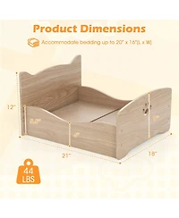 Gymax Elevated Pet Bed Frame Indoor Large Cat Bed With Rails Cute Headboards Animals Bed