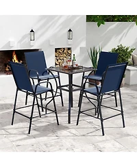 Sugift Outdoor Bar Stool Set of 2 with Fabric Seat and Curved Armrests, 29 in. Seat Height