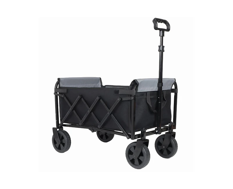 sumyeg 3-in-1 Foldable Utility Wagon, 220LBS Heavy Duty Collapsible Cart with Detachable All-Terrain Wheels