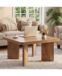 Tribesigns 31.5 in. Square Mdf Coffee Table, Round Corners Living Room Center Coffee Table with 4 Legs