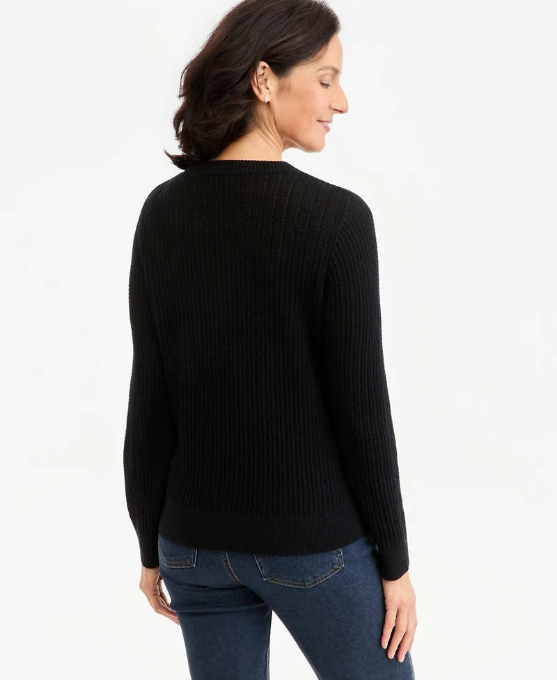 Style & Co Petite Mixed-Stitch Cotton Pullover Sweater, Macy's Exclusive