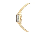 Peugeot Women's Vintage 14K Gold-Plated Rectangular Small Face Watch with Gold Mesh Bracelet
