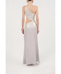 Nocturne Women's Sequin One Shoulder Cutout Maxi Dress