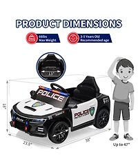 homfan 12V Licensed Toyota Police Ride On Car, 4WD, Remote Control, Led Lights, Music, Spring Suspension, Safety Belt, Truck Bed Storage