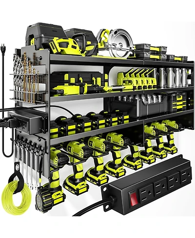 Xdovet Power Tool Organizer Wall Mount Charging Station Metal Rack Drill Holder Utility Strip