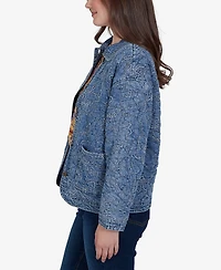 Ruby Rd. Petite Quilted Floral Denim Jacket