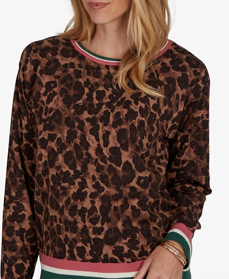 Ruby Rd. Petite Cheetah Print Knit Sweater