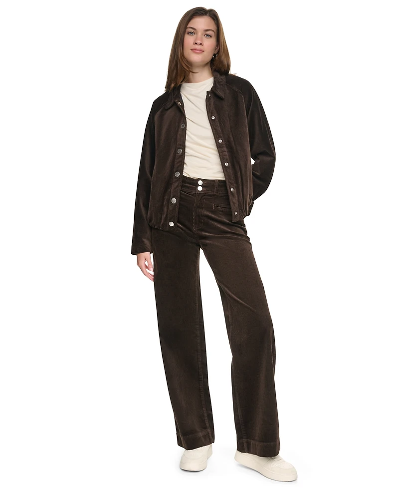 Dkny Jeans Petite Modern-Fit Snap-Front Cotton-Blend Jacket