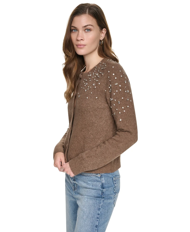 Dkny Jeans Petite Button-Front Jersey Knit Sweater