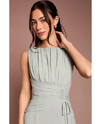 Coast Women's Boat-Neck Mesh Cinched-Waist Maxi Dress