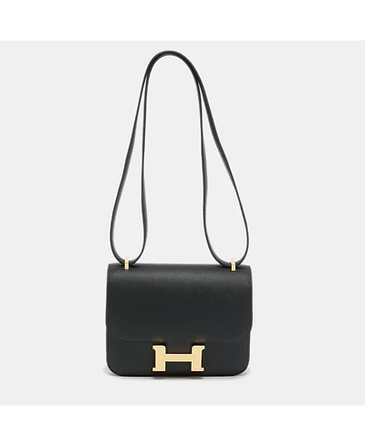 Pre-Owned HERMES Finish Noir Epsom Leather Crossbody