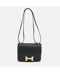 Pre-Owned HERMES Finish Noir Epsom Leather Crossbody