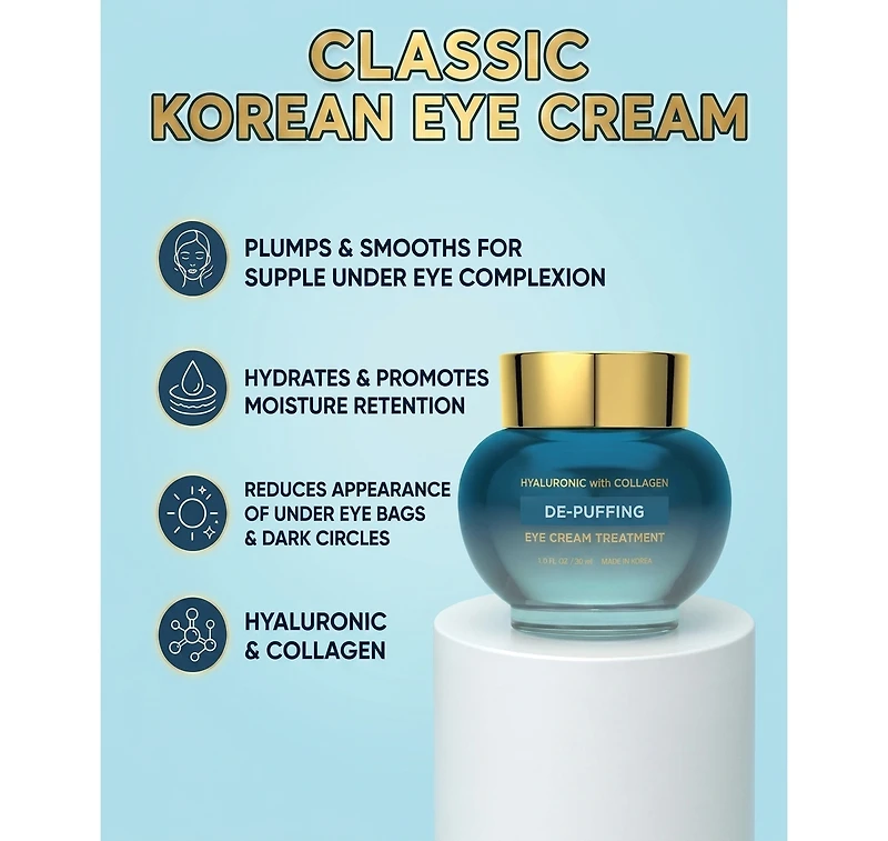 Lovery Hyaluronic De-Puffing Eye Cream - Korean Skincare Hydrating Eye Treatment