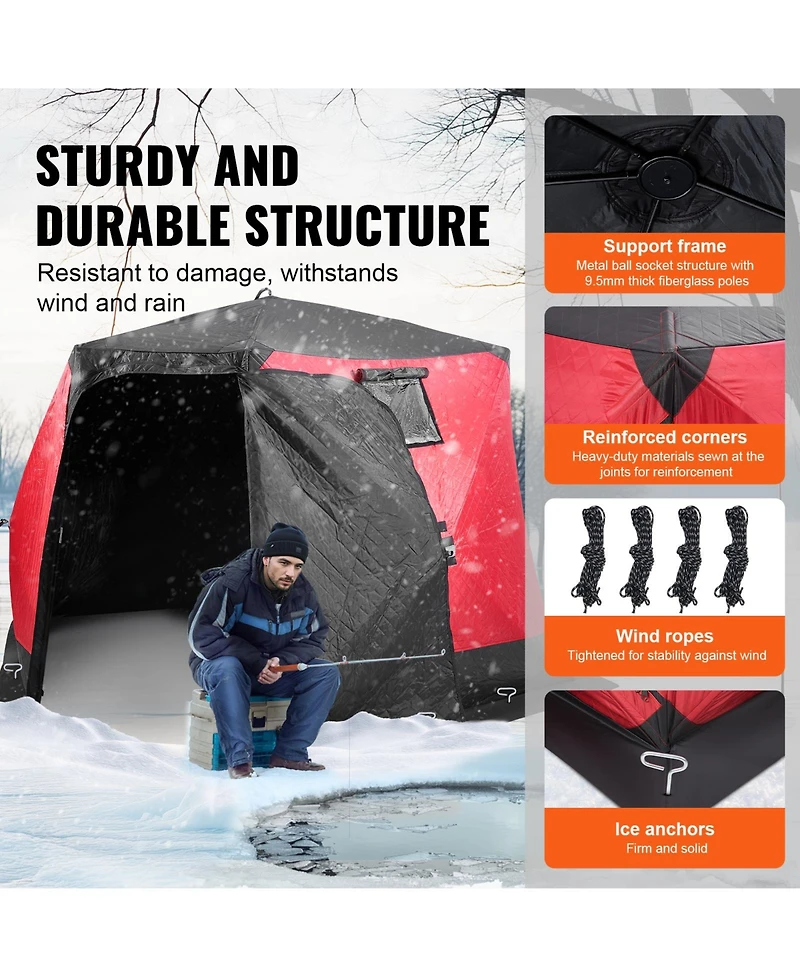 Vevor 4-6 Person Ourdoor Portable Ice Shelter Pop-Up Ice Fishing Shanty Tent