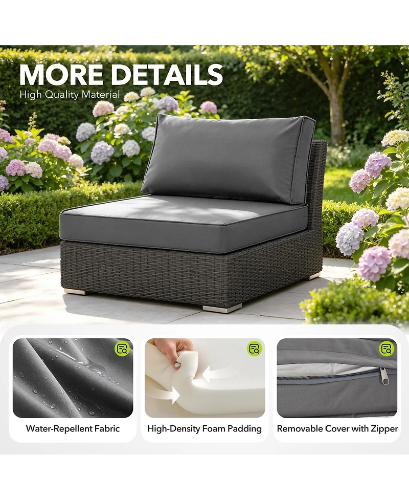 gaomon Patio Furniture Cushions Set 14-Piece,Replacement Outdoor Cushions for 6-Seat Patio Sectional,Deep Seat Cushion for Outdoor Sofa