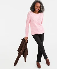 Style & Co Women's Lurex Boatneck Pointelle Sweater, Macy's Exclusive