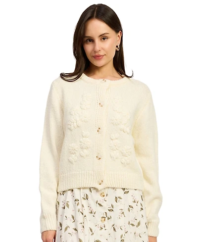 En Saison Women's Round Neck Button-Front Sweater