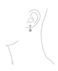 Bling Jewelry Cocktail Cubic Zirconia Cz Double Solitaire Teardrop Dangle Earrings Gold Plated
