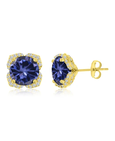 Macy's 14k Gold-Plated Tanzanite Flower Drop Earrings