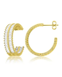 Macy's 14k Gold-Plated Two Row Crystal Hoop Earrings