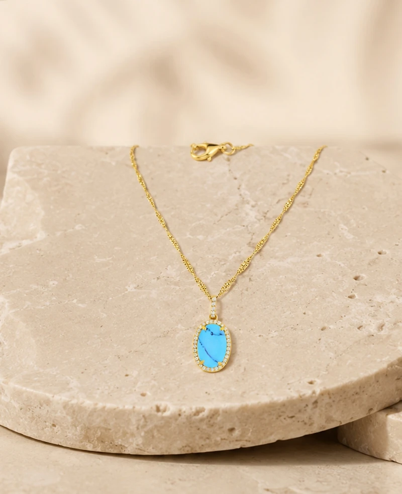 Macy's 14k Gold-Plated Turquoise Crystal Necklace