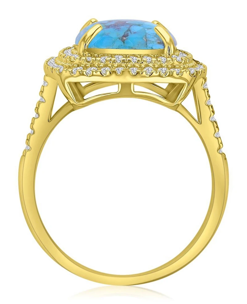 Macy's 14k Gold-Plated Turquoise Halo Fashion Ring