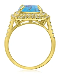 Macy's 14k Gold-Plated Turquoise Halo Fashion Ring