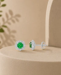 Macy's Green Classic Halo Stud Earrings