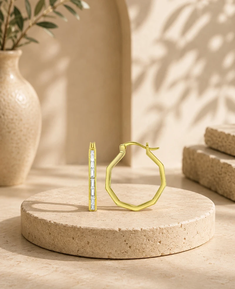 Macy's 14k Gold-Plated Thin Baguette Hoop Earrings