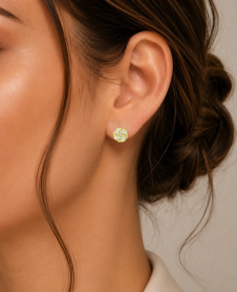 Macy's 14k Gold-Plated Facet Knot Stud Earrings