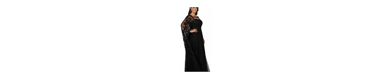 Lara Women's Lace gown with long cape sleeves