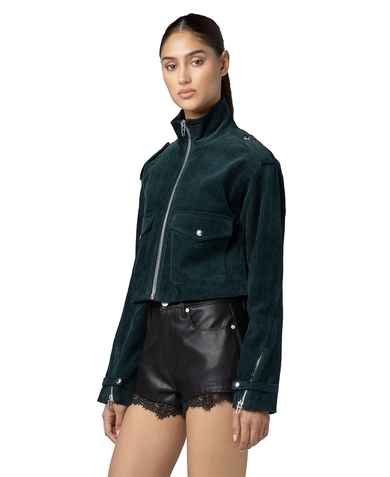 Blank Nyc Women's Mock Neck Corduroy Jacket