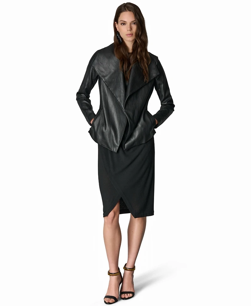 Donna Karan New York Women's Mixed-Media Belted Wrap Jacket