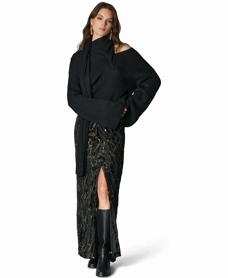 Donna Karan New York Women's Front-Knot Burnout Draped Maxi Skirt
