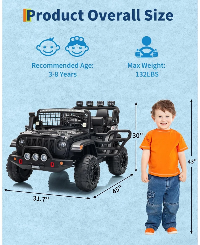 homfan 2-Seat Ride-On Car with Remote Control