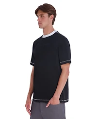 Karl Lagerfeld Paris Men's Heavy Weight Embroidered Collar Signature T-Shirt