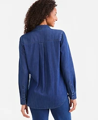 Style & Co Petite Freya Wash Denim Long-Sleeve Button-Up Shirt, Macy's Exclusive