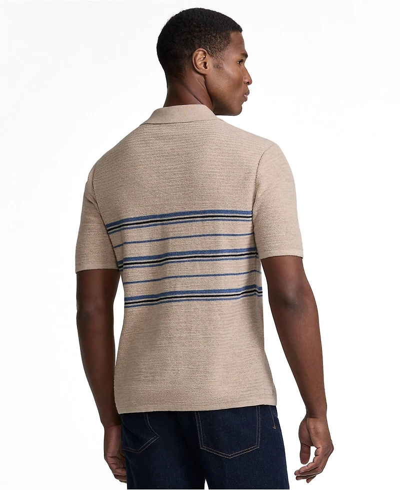 Lands' End Men's Short Sleeve Texture Stitch Sweater Polo