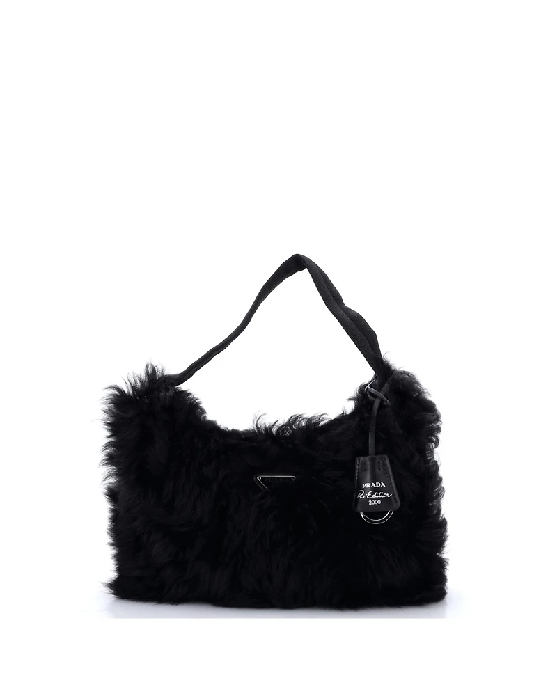 Pre-Owned Prada Mini Re-Edition 2000 Hobo Shearling