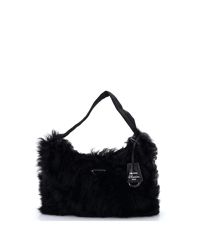 Pre-Owned Prada Mini Re-Edition 2000 Hobo Shearling