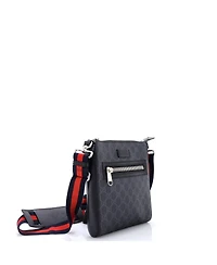 Pre-Owned Gucci Small Web Strap Front Zip Messenger Bag Gg Coated Canvas