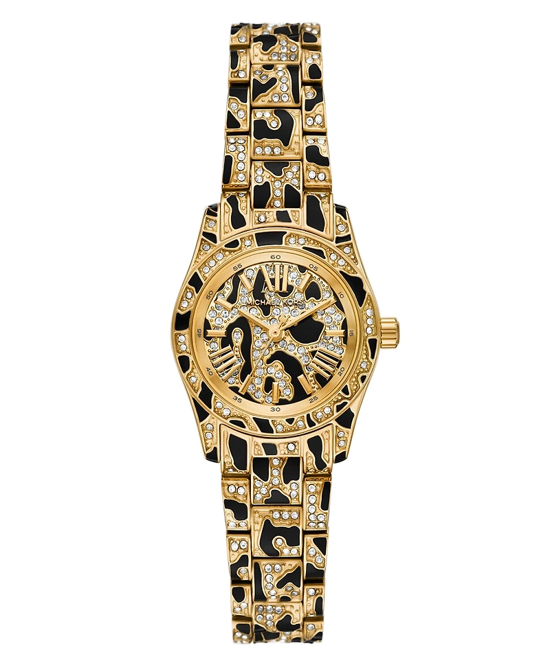 Michael Michael Kors Women's Lexington Three-Hand Animal Print Stainless Steel Watch 26mm