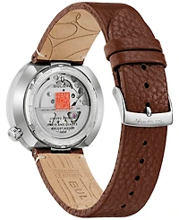 Bulova Men's Limited Edition Automatic Frank Lloyd Wright David and Gladys Wright House Brown Leather Strap Watch 38mm