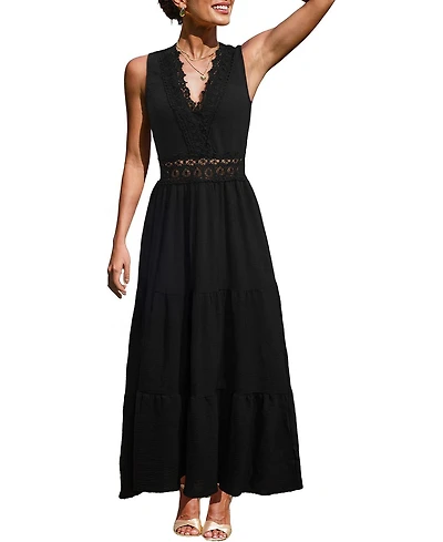 Cupshe Women's Little Details Black Maxi Beach Dress
